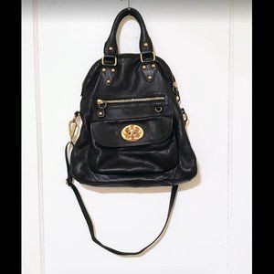 Emma Fox Black Convertible Leather Shoulder Bag